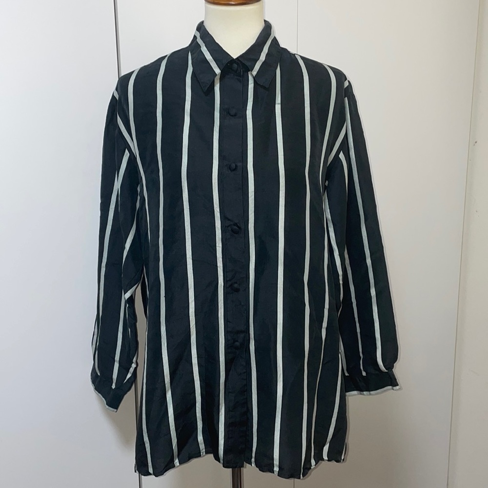 100% Silk MIXIT Tunic * Mixit Collection * Black and Gray * Size 12
